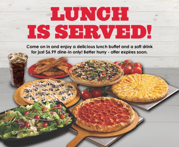 Lunch is Served! Come on in and enjoy a delicious lunch buffet and a soft drink for just $6.99 dine-in only! Better hurry - offer expires soon.