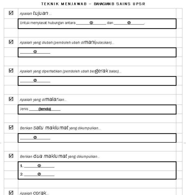 SAINS TAHUN 4: TEKNIK MENJAWAB BAHAGIAN B