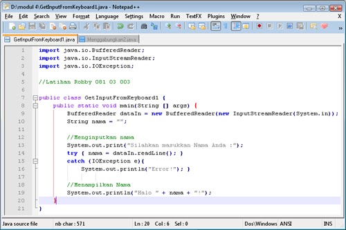 Contoh program Java menggunakan class BufferedReader dan 