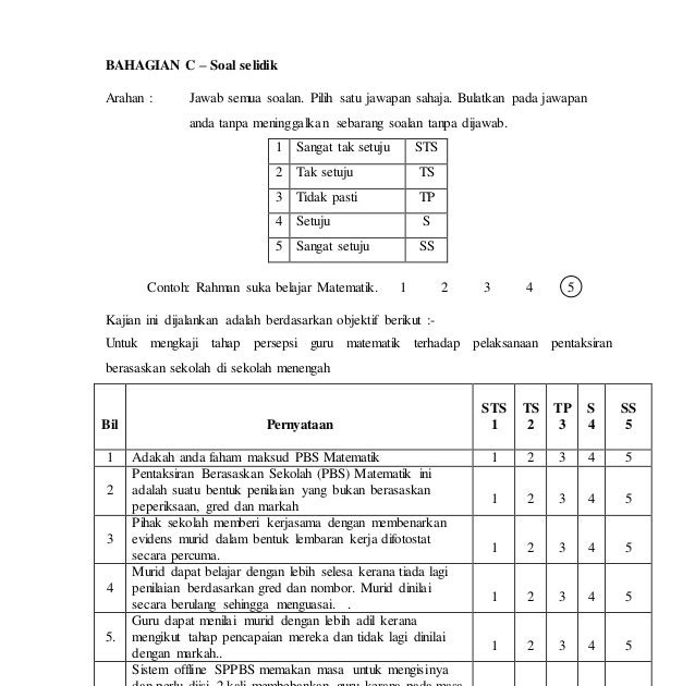 Contoh Soalan Untuk Borang Soal Selidik - Persoalan s