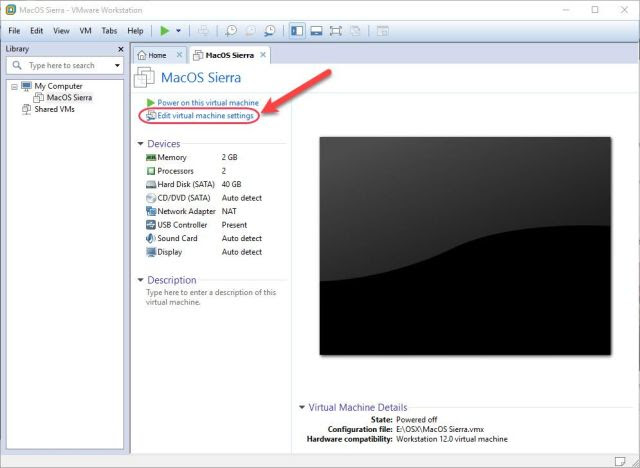 Edit virtual machine settings