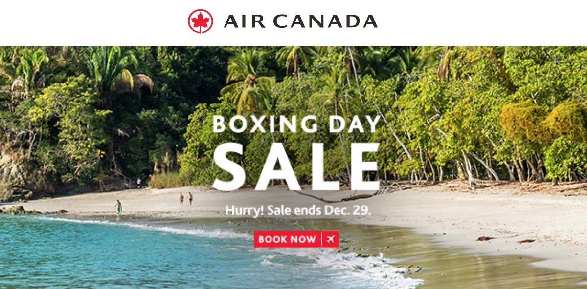 Air Canada Boxing Day Tickets/Flights Seat Sale: Save an