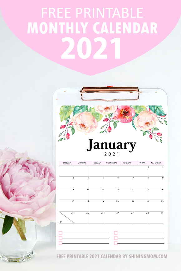 Maybe you would like to learn more about one of these? Free Printable Calendar 2021 In Pdf Beautiful Florals With Notes