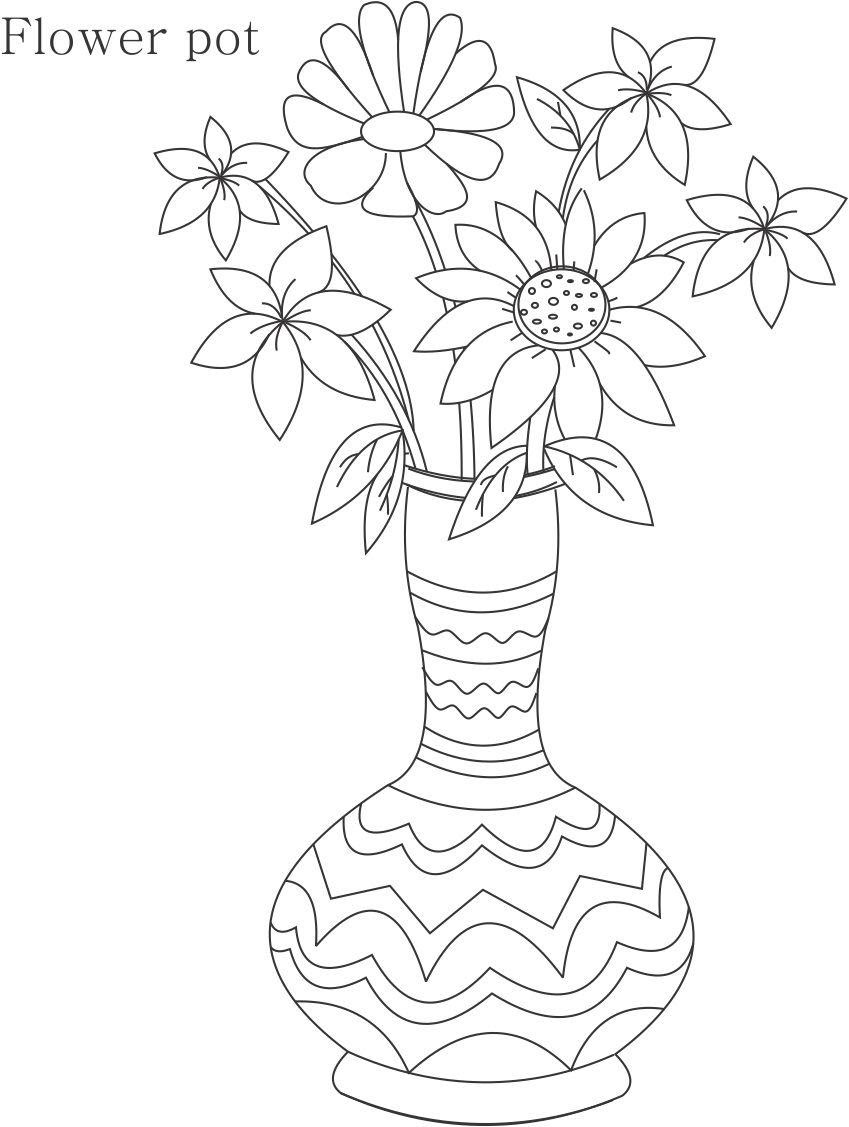 Drawing Step By Step Flower Vase Drawing For Kids