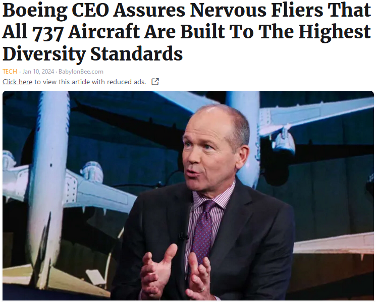 Meme showing Boeing CEO telling us that diversity is more important than safety.
