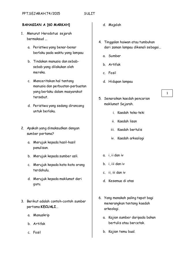 Soalan Peperiksaan Akidah Tahun 1 - Harbolnas p