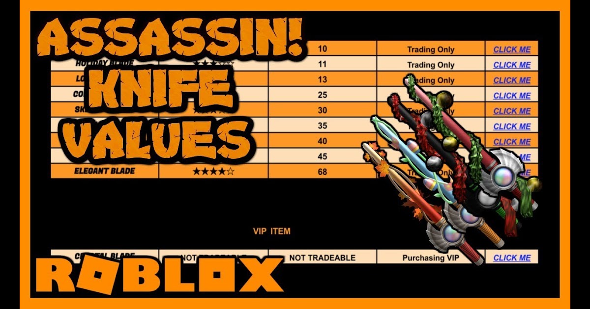 Roblox Assassin Official Value List Roblox Free Zombie Face - values roblox assassin