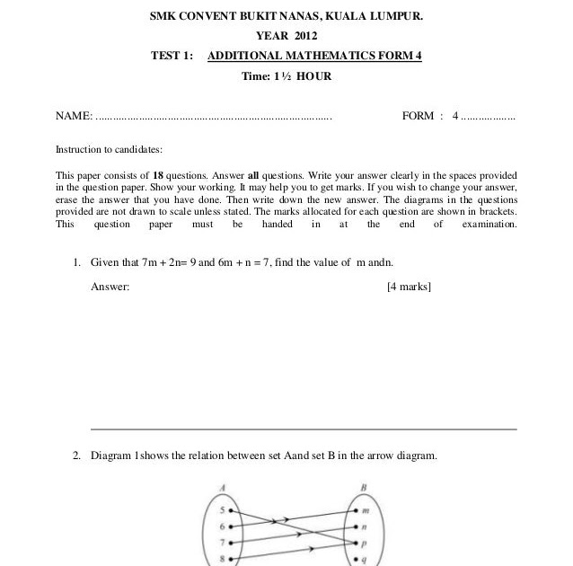 Soalan Add Math Tingkatan 4 Dan Skema Jawapan - Selangor q