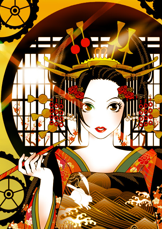 100 花魁 イラスト 壁紙 Kabegamiiki