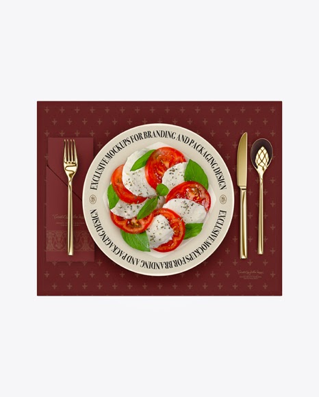 Download Plate with Caprese Salad and Cutlery Mockup - Top View | Mockup Xamarin