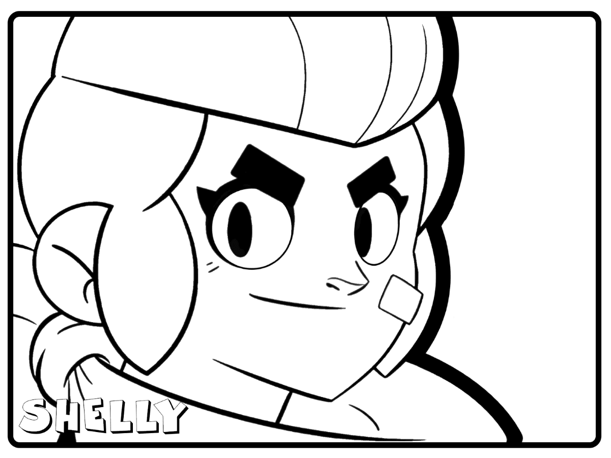 Brawl Stars Coloring Pages Shelly Coloring And Drawing - personaggi brawl stars da colorare shelly con scritta brawl stars