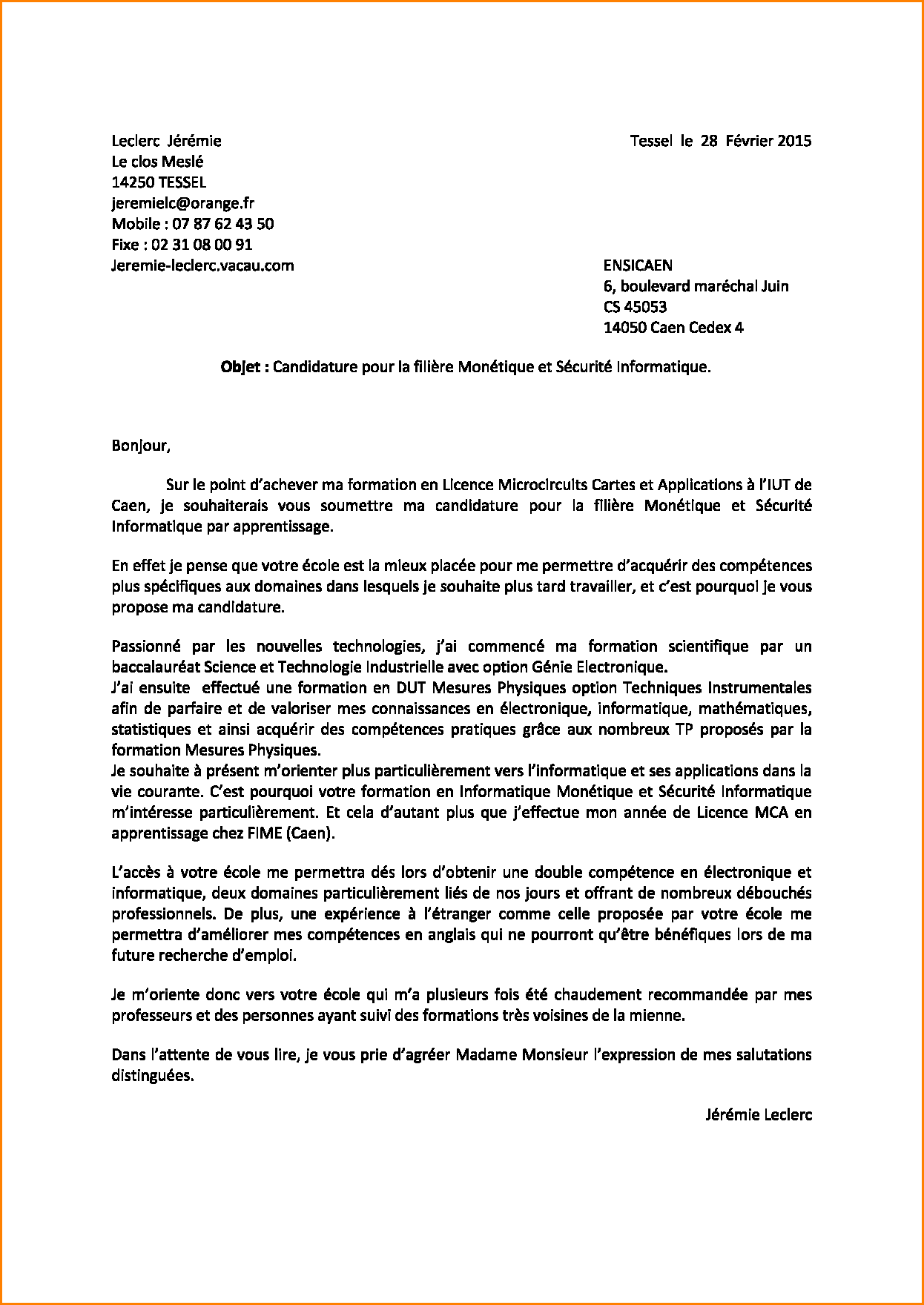 Lettre De Motivation Jeune Diplome Informatique - Perodua m