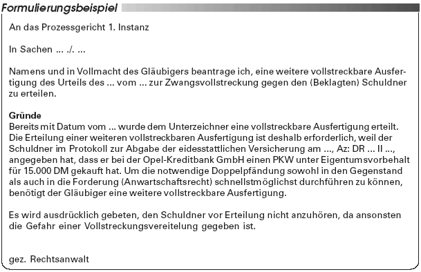 Check spelling or type a new query. Beschleunigtes Vollstreckungsverfahren Mehrere Vollstreckbare Ausfertigungen Sind Moglich