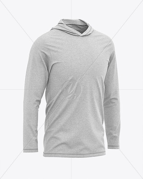 Download Download Men's Heather Long Sleeve Hooded T-shirt Mockup ...