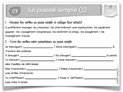 Conjugue les verbes demandés au passé composé : Lecons Et Exos Passe Simple Cm1 La Trousse De Sobelle