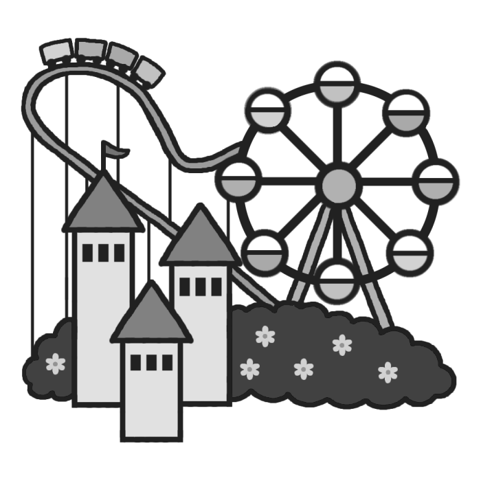 アニメ画像について ロイヤリティフリー遊園地 イラスト 白黒