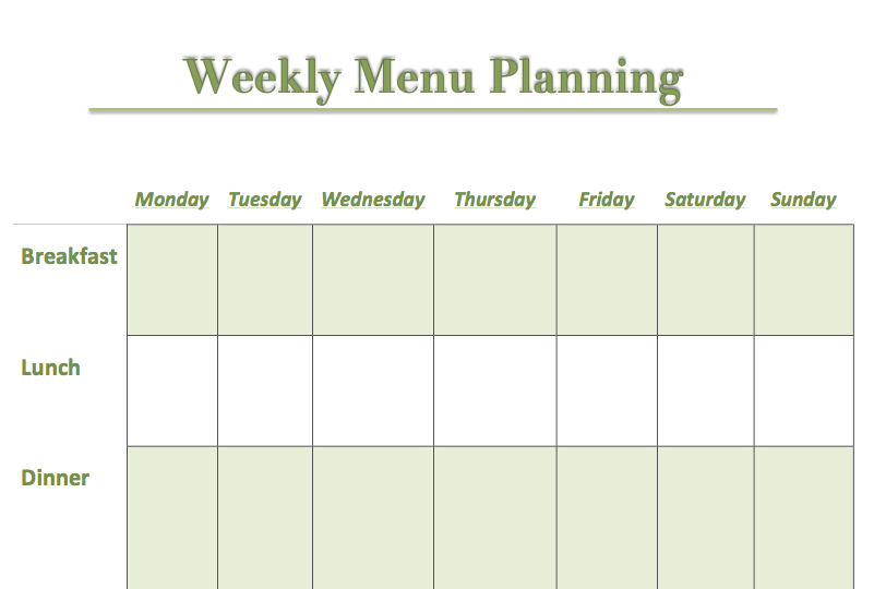 Breakfast, lunch & dinner with sister (kipteitei) 18+. Free Meal Planning Chart Printable One Crazy Mom