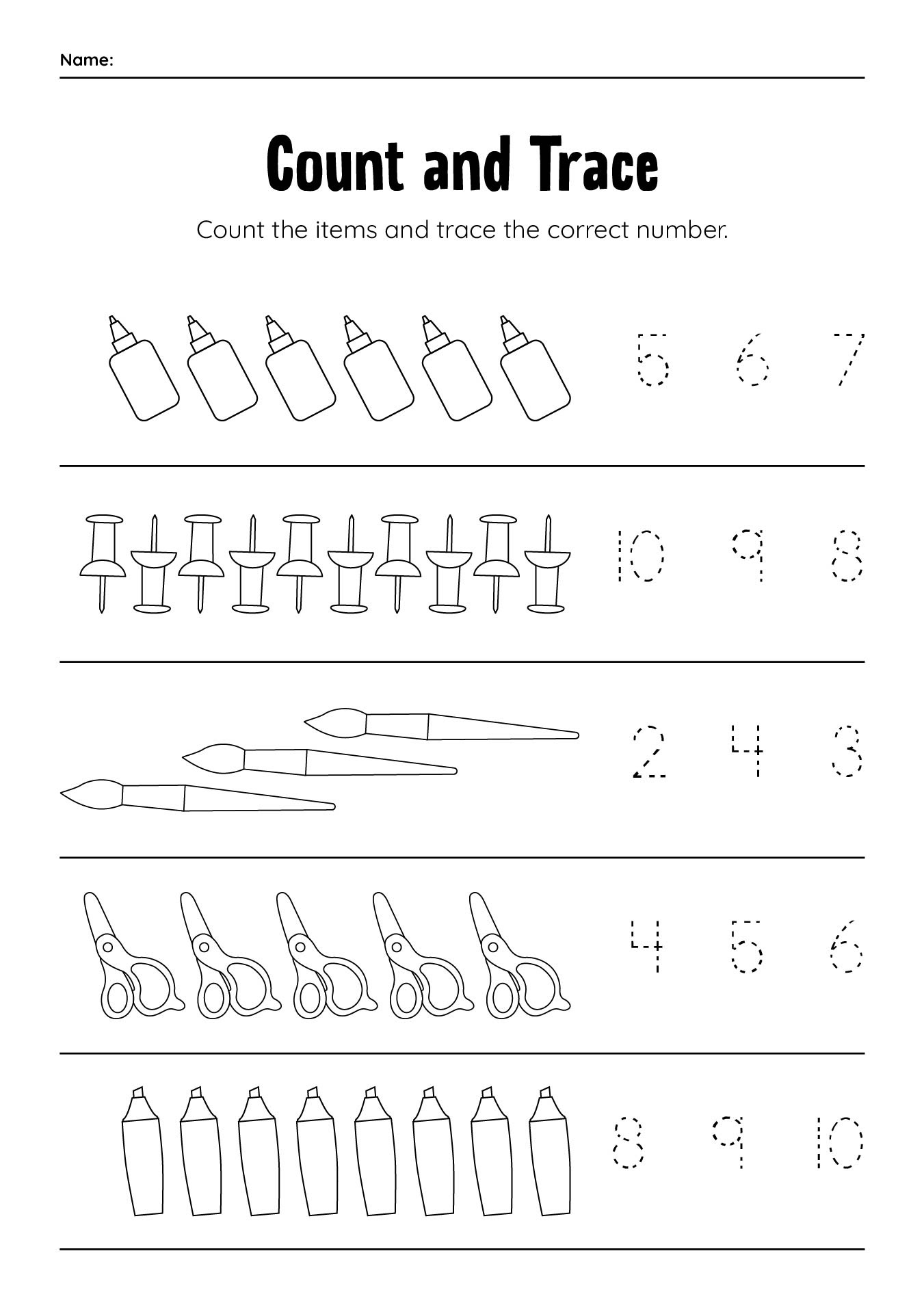 50 MATH WORKSHEETS FOR KINDERGARTEN COUNTING 1-10