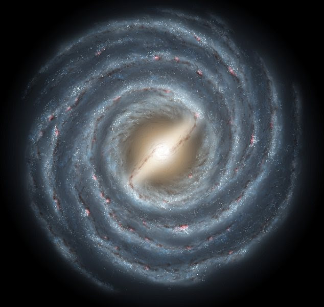 Impact: Earth won't be destroyed when the Andromeda smashes into the Milky Way (pictured), but stars will likely be tossed into different orbits and it will take an additional two billion years for the two galaxies to totally merge