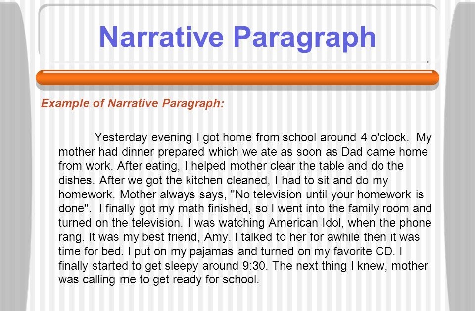 narrative paragraph topic