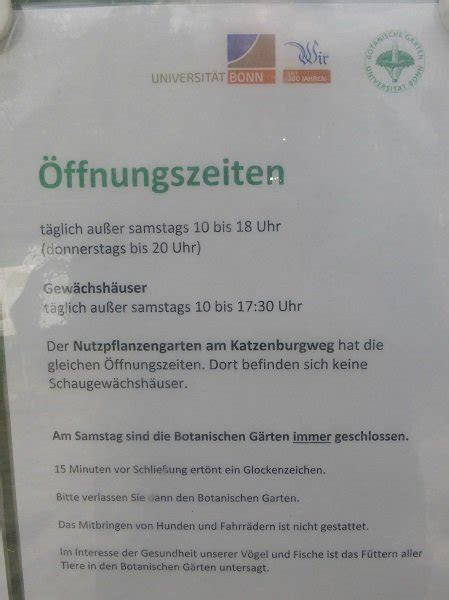 Botanischer Garten Bonn Öffnungszeiten | DE Garten