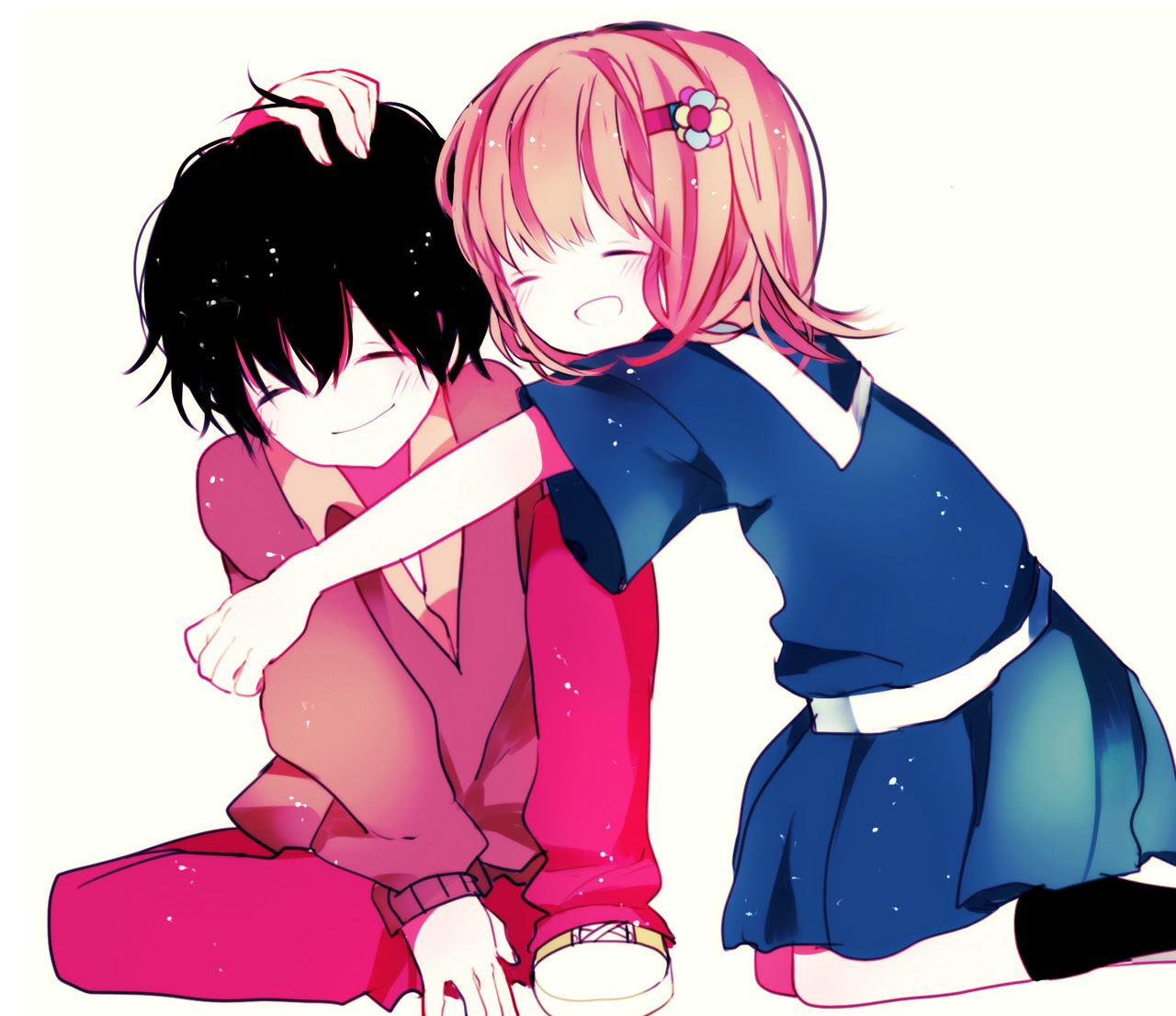 Anime Girl And Boy Hugging Drawing Otaku Wallpaper
