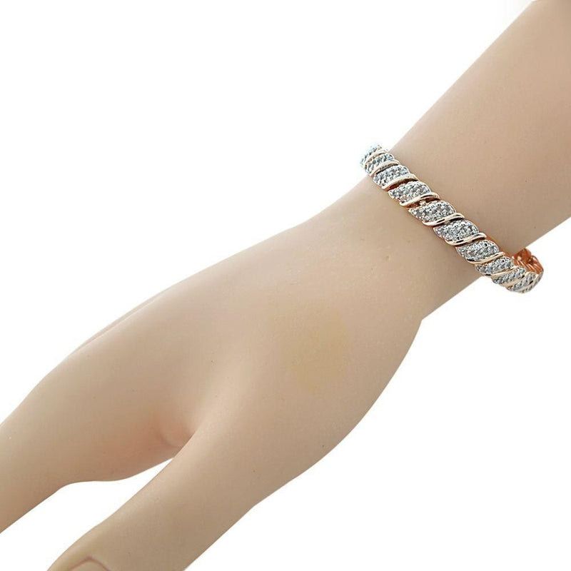 What is a tennis bracelet? 18k Womens Rose Gold Plated Diamond Tennis Bracelet Jawa Jewelers
