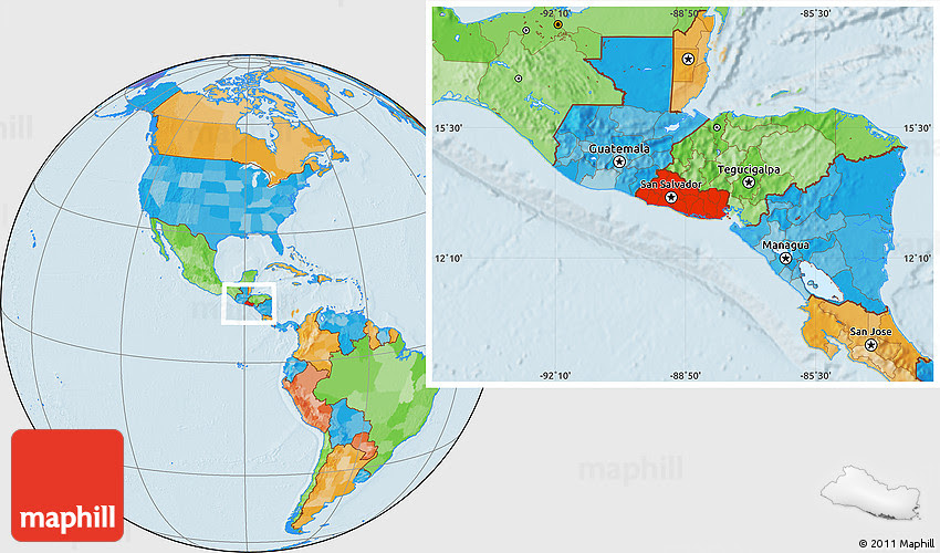 Based on the page western el salvador. Political Location Map Of El Salvador