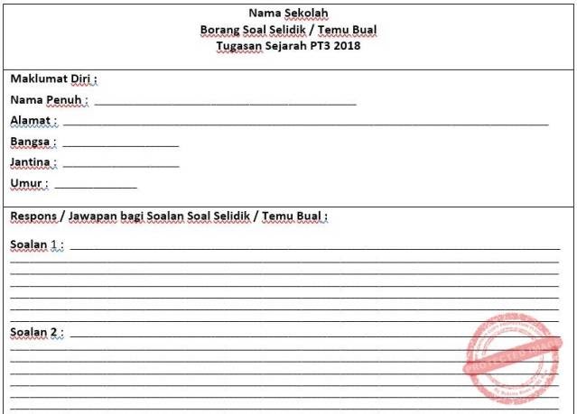 Contoh Soalan Temubual Sejarah Pt3 2018 - Soalan al