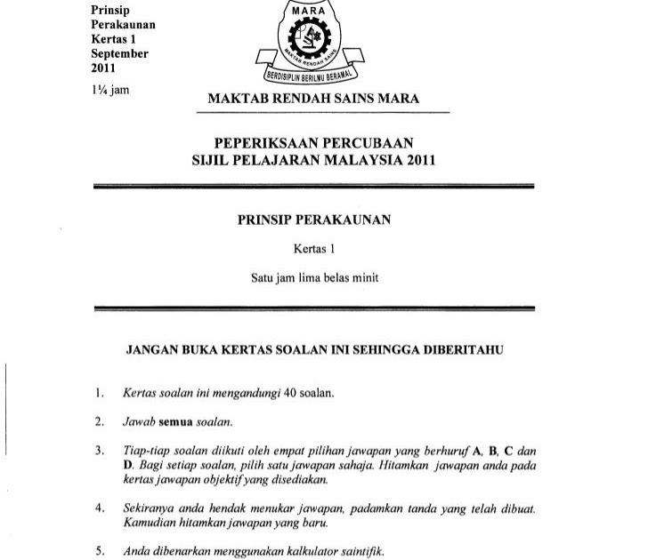 Contoh Soalan Prinsip Akaun - Pentoh