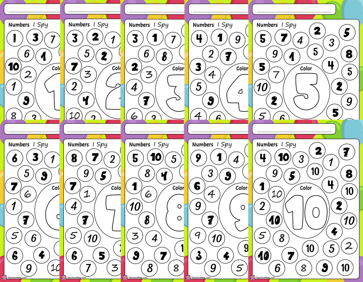 Printable colored easter eggsprintable colored easter eggs. I Spy Numbers Free Printables With Numbers 1 10 Teachersmag Com