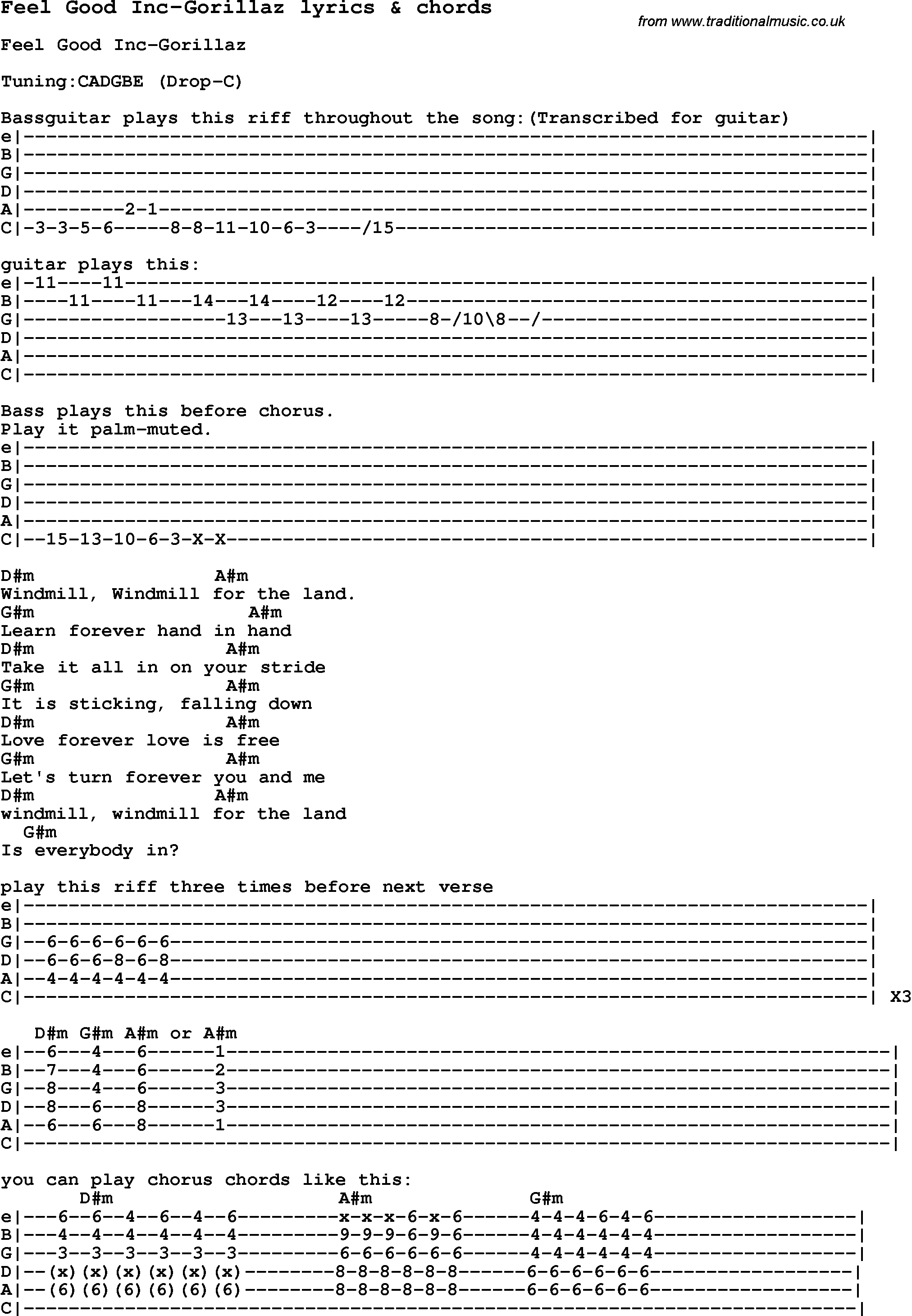 Feel Good Inc Guitar Chords Sheet And Chords Collection