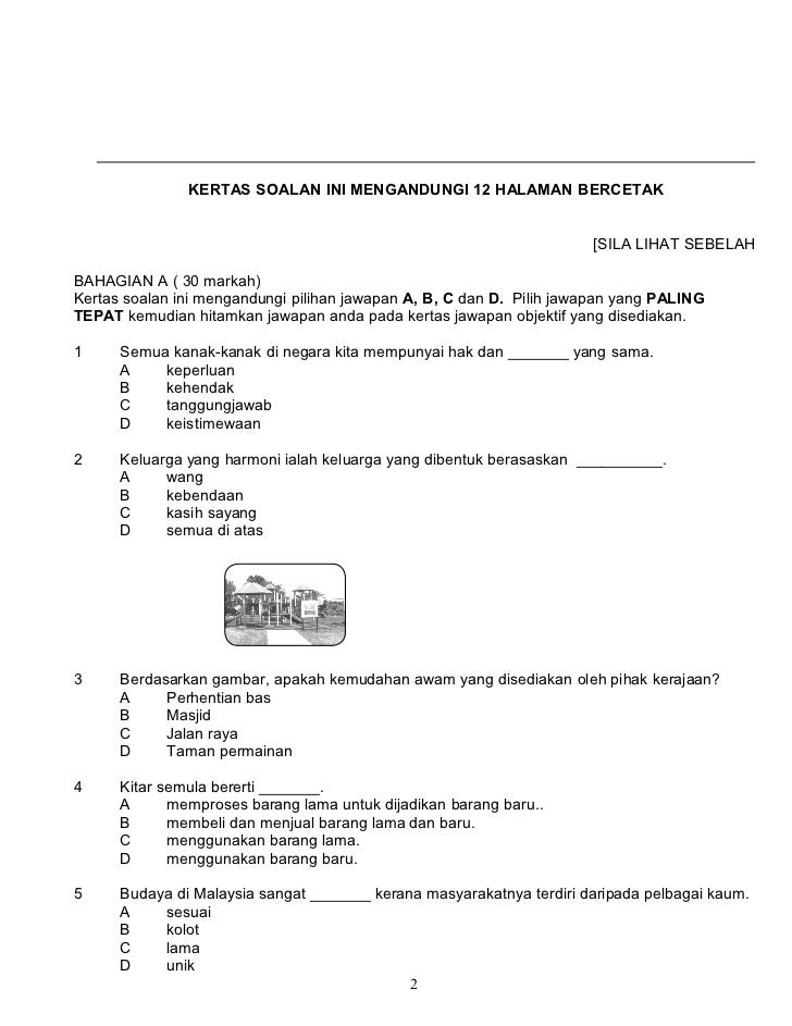 Contoh Soalan Akhlak Tahun 1 Sekolah Agama - Soalan v