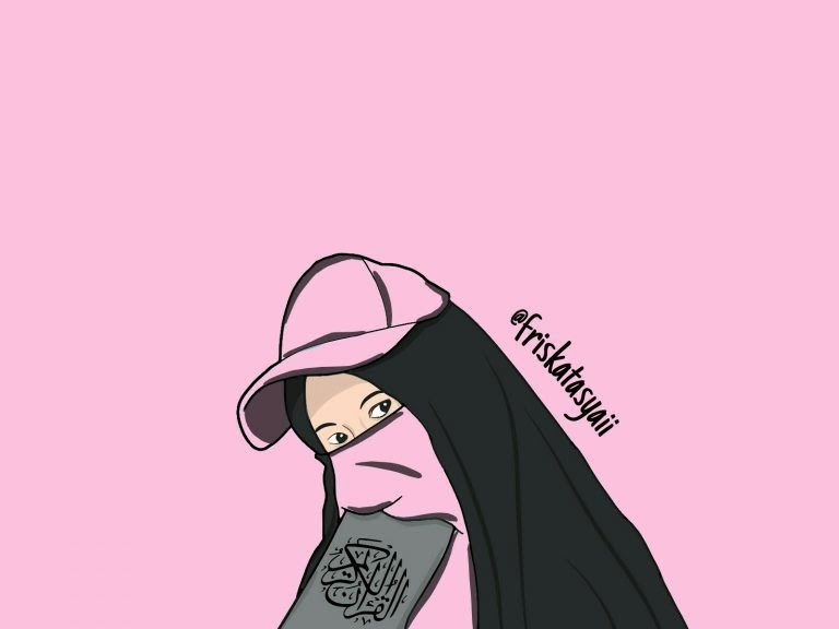 27 Gambar  Kartun Muslimah Warna  Pink  Gani Gambar 