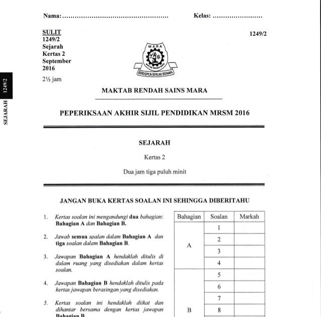 Contoh Soalan Pt3 Matematik Mrsm - Viral Blog w