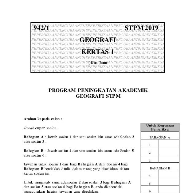 Soalan Sebenar Geografi Stpm Penggal 1 2019 - Resepi Book b