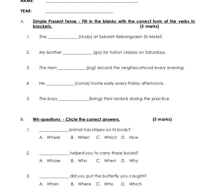 Contoh Soalan Grammar Pt3 - Indosiae