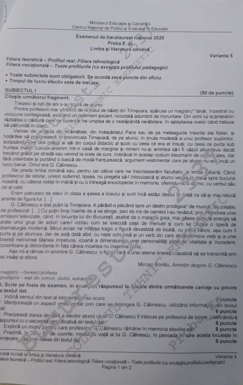 Bacalaureat 2020 Subiecte La RomanÄ Primite De Elevi La Bac 2020 Uman Èi Real Update Hotnews Mobile