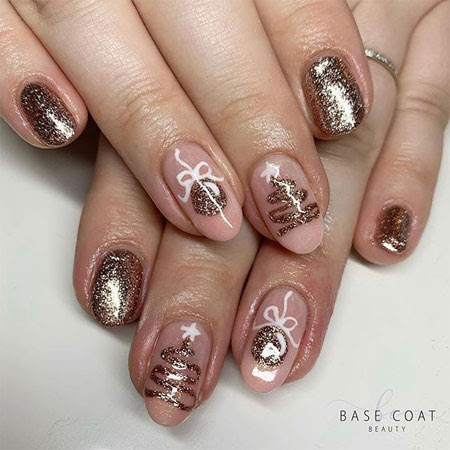 2020 gel nails for christmas. 57 Festive Christmas Nail Art Ideas Nude Pink And Glitter Christmas Nails