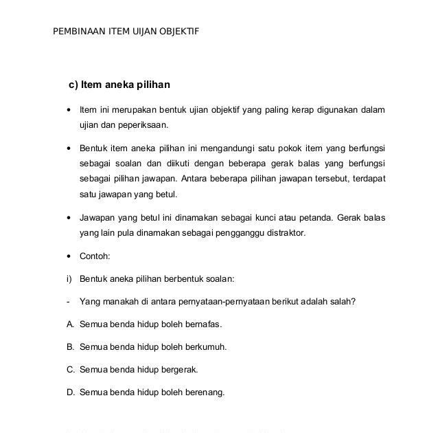 Contoh Soalan Objektif Aneka Pilihan - Aladdin Web q