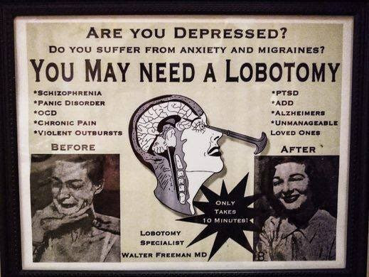 Picture of advertisement promoting lobotomies.