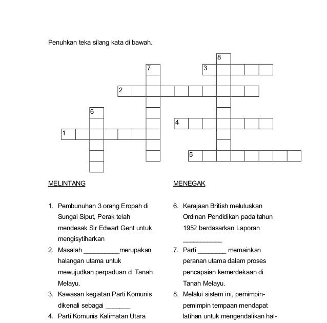 Soalan Teka Silang Kata Kemerdekaan - Buku Resep m