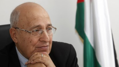 Nabil Shaath, the commissioner for external relations of the Fatah movement, seen in his office in the West Bank city of Ramallah, January 18, 2012 (photo credit: Miriam Alster/Flash90)