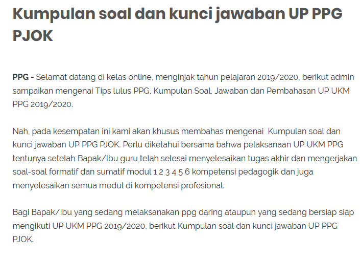 Soal Dan Kunci Jawaban Modul Bahasa Indonesia Ppg 2020 | Link Guru