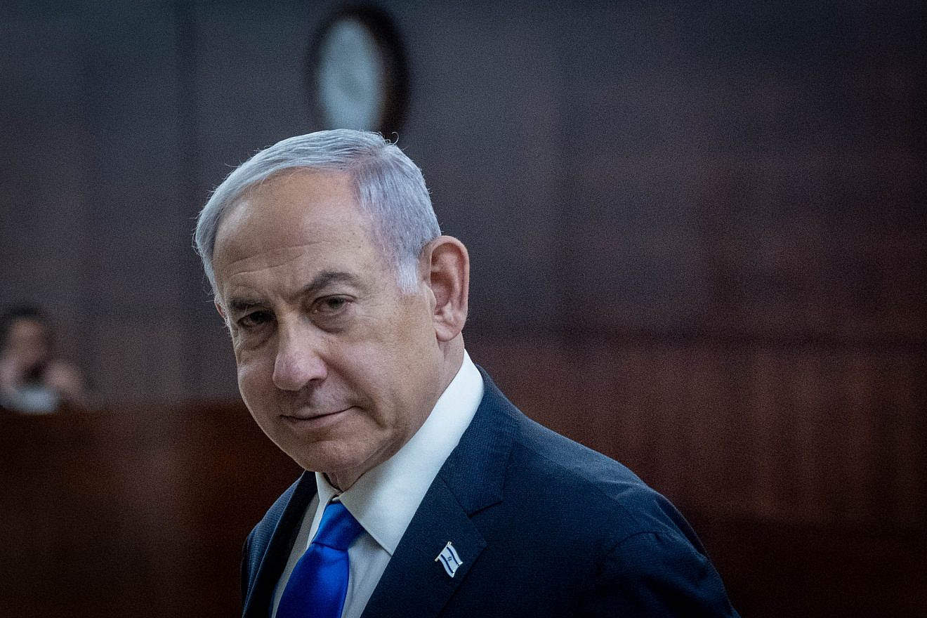 Israeli Prime Minister Benjamin Netanyahu attends the Israeli parliament in Jerusalem, Nov. 27, 2023. Photo by Chaim Goldberg/Flash90.