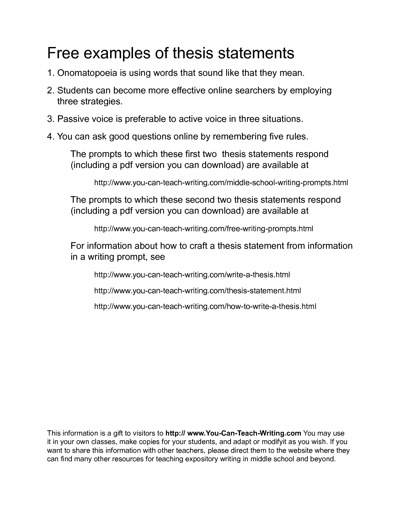 example of thesis statement for essay