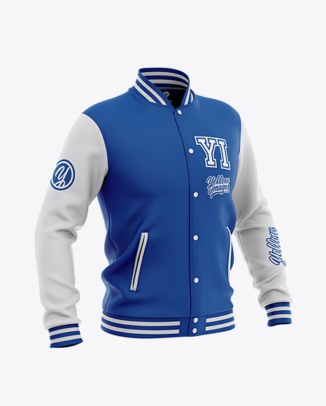 Download Men's Varsity Jacket PSD Mockup Front Half-Side View - Men ...