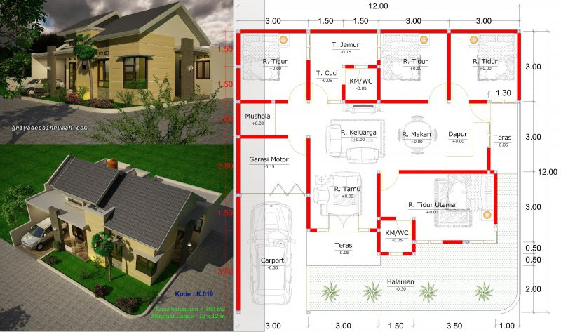 Denah Rumah  Posisi  Hook  Desain  Rumin