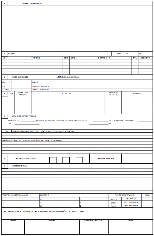 Acta De Hechos Accidente - New Sample p