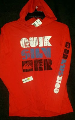 For Sale NEW QUIKSILVER LONG SLEEVE HOODED BOYS SHIRT SZ M  RED BLUE BLACK